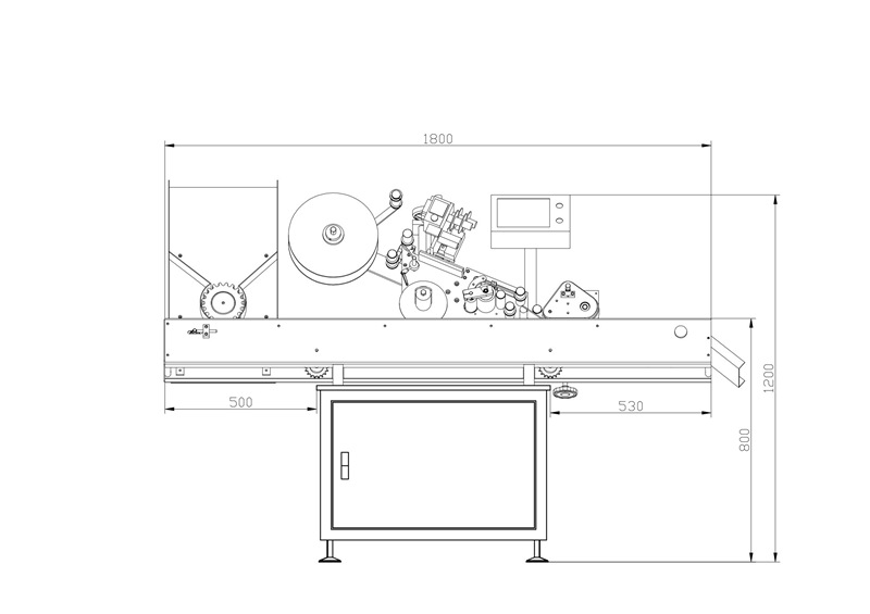 Máquina etiquetadora horizontal automática de viales Dibujo